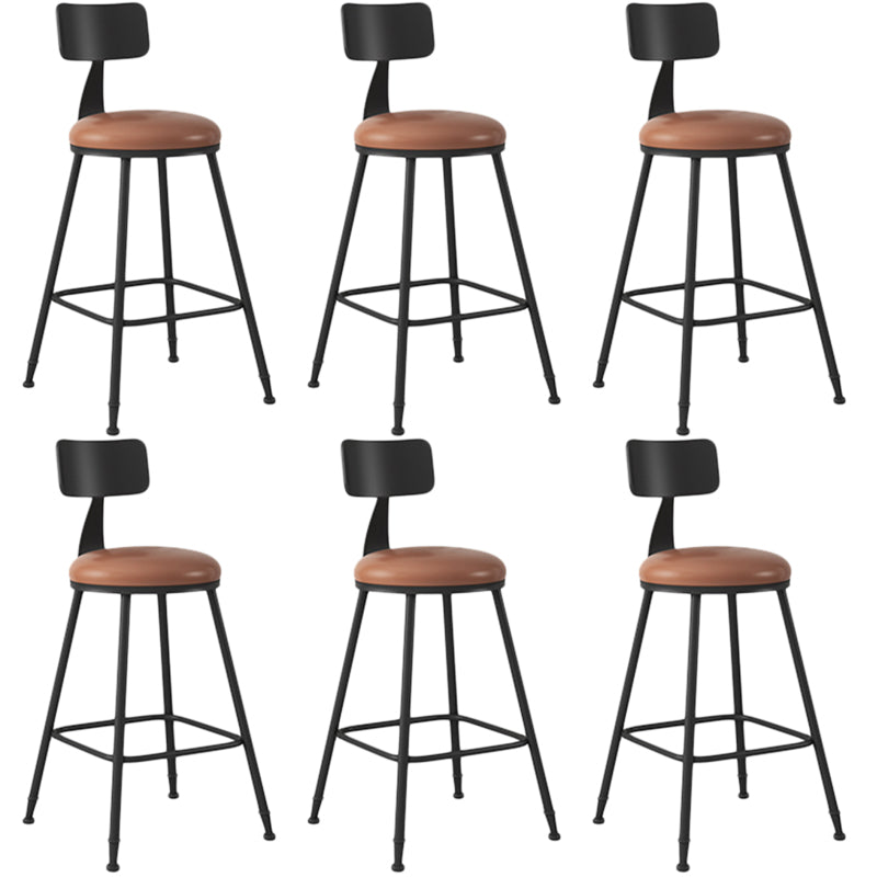 Industrial Armless Backrest Counter Stool Iron Dining Room Bar Stool with Seat and Pedal