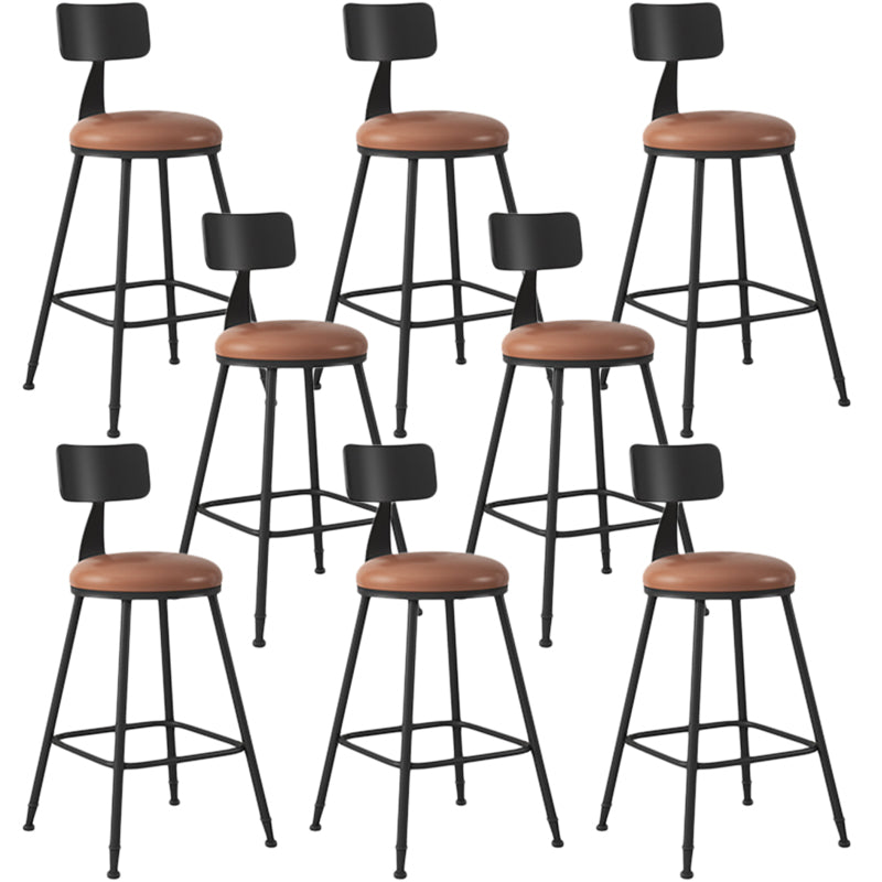 Industrial Armless Backrest Counter Stool Iron Dining Room Bar Stool with Seat and Pedal
