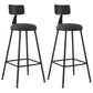 Industrial Armless Backrest Counter Stool Iron Dining Room Bar Stool with Seat and Pedal