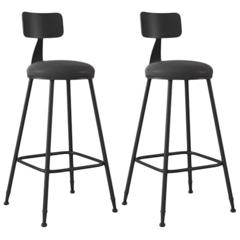 Industrial Armless Backrest Counter Stool Iron Dining Room Bar Stool with Seat and Pedal