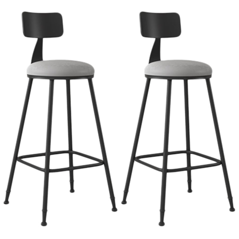 Industrial Armless Backrest Counter Stool Iron Dining Room Bar Stool with Seat and Pedal