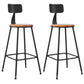 Industrial Armless Backrest Counter Stool Iron Dining Room Bar Stool with Seat and Pedal