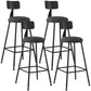 Industrial Armless Backrest Counter Stool Iron Dining Room Bar Stool with Seat and Pedal