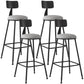 Industrial Armless Backrest Counter Stool Iron Dining Room Bar Stool with Seat and Pedal