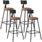 Industrial Armless Backrest Counter Stool Iron Dining Room Bar Stool with Seat and Pedal