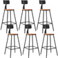 Industrial Armless Backrest Counter Stool Iron Dining Room Bar Stool with Seat and Pedal