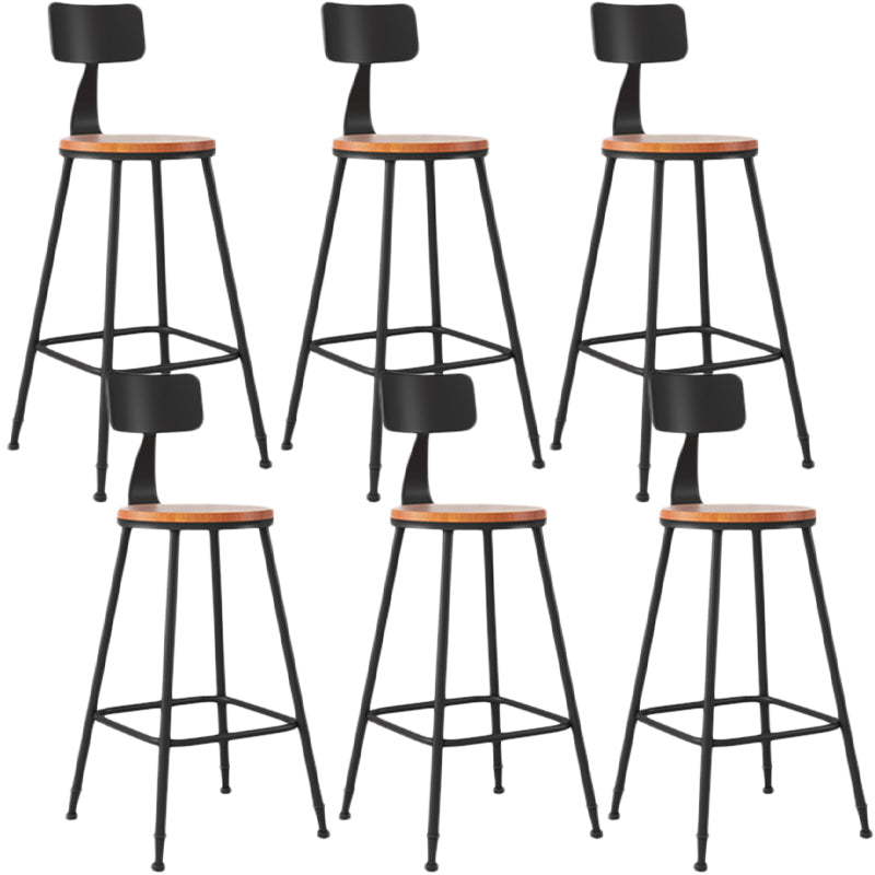 Industrial Armless Backrest Counter Stool Iron Dining Room Bar Stool with Seat and Pedal