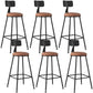 Industrial Armless Backrest Counter Stool Iron Dining Room Bar Stool with Seat and Pedal