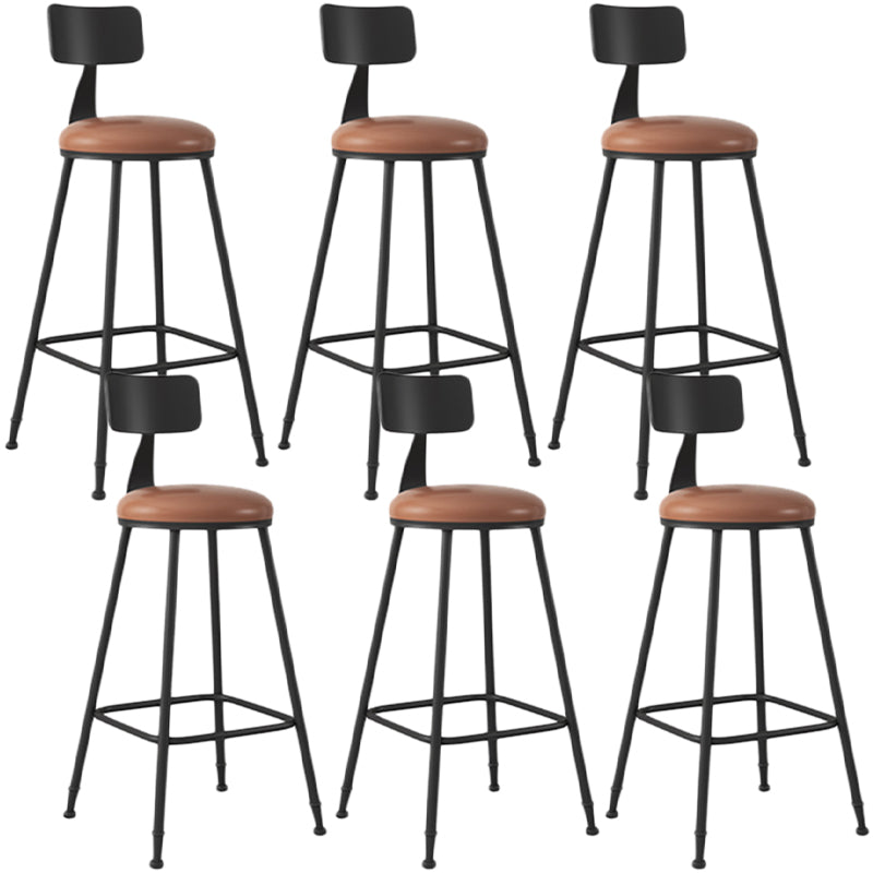 Industrial Armless Backrest Counter Stool Iron Dining Room Bar Stool with Seat and Pedal