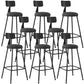 Industrial Armless Backrest Counter Stool Iron Dining Room Bar Stool with Seat and Pedal