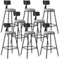 Industrial Armless Backrest Counter Stool Iron Dining Room Bar Stool with Seat and Pedal