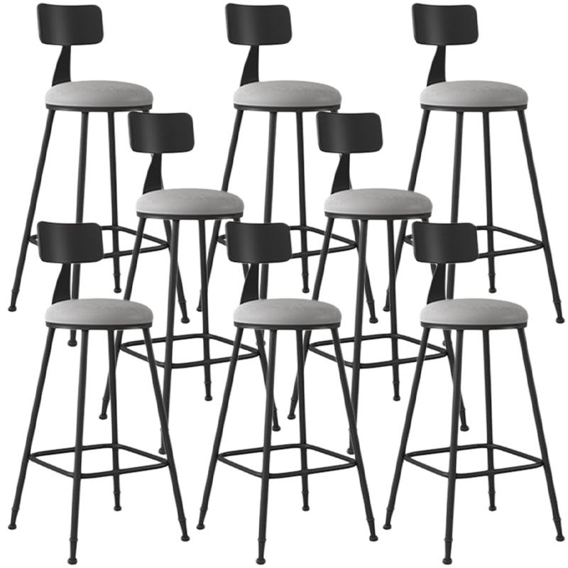 Industrial Armless Backrest Counter Stool Iron Dining Room Bar Stool with Seat and Pedal