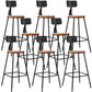 Industrial Armless Backrest Counter Stool Iron Dining Room Bar Stool with Seat and Pedal