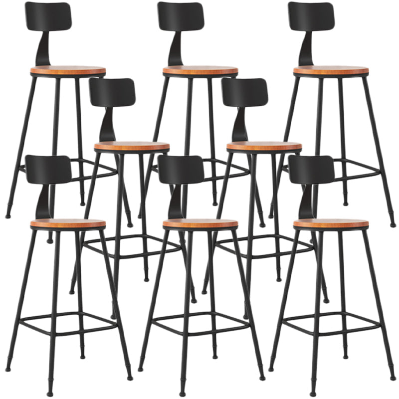 Industrial Armless Backrest Counter Stool Iron Dining Room Bar Stool with Seat and Pedal