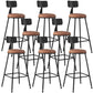 Industrial Armless Backrest Counter Stool Iron Dining Room Bar Stool with Seat and Pedal