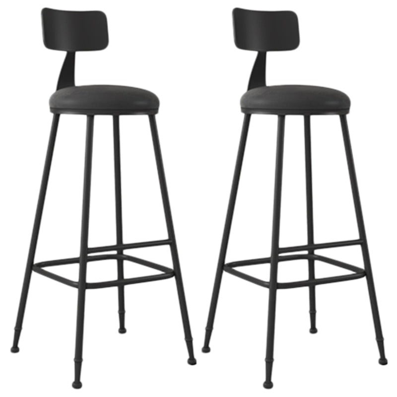 Industrial Armless Backrest Counter Stool Iron Dining Room Bar Stool with Seat and Pedal