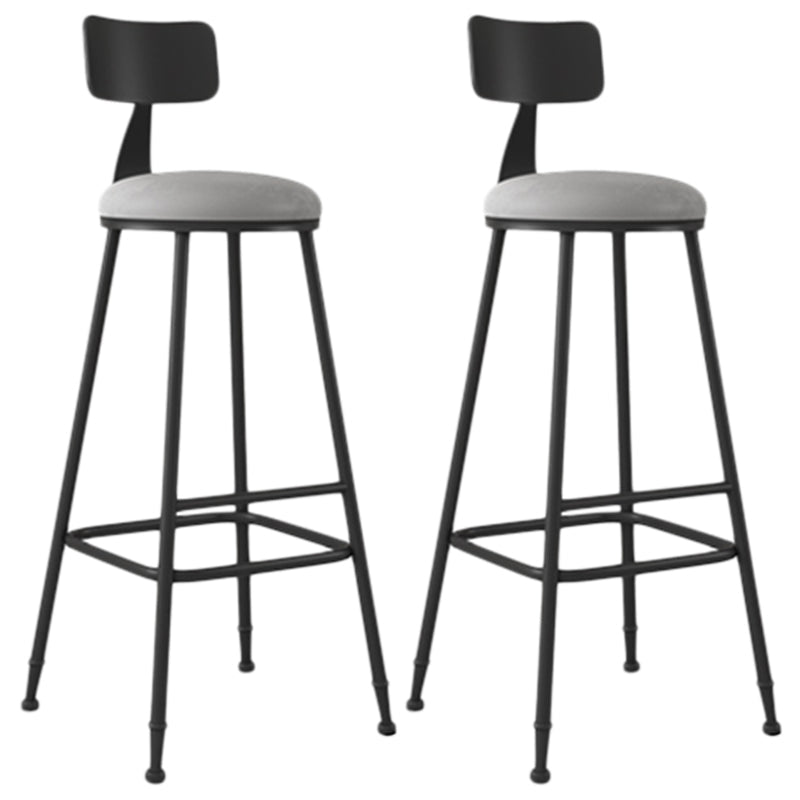 Industrial Armless Backrest Counter Stool Iron Dining Room Bar Stool with Seat and Pedal