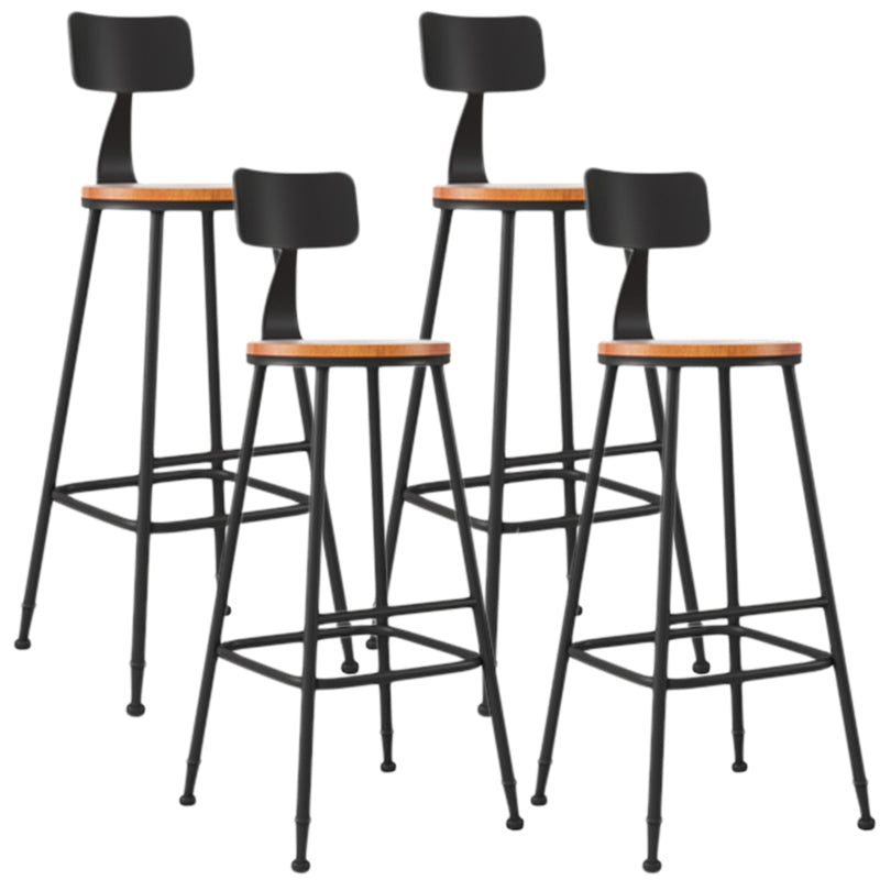 Industrial Armless Backrest Counter Stool Iron Dining Room Bar Stool with Seat and Pedal