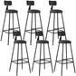 Industrial Armless Backrest Counter Stool Iron Dining Room Bar Stool with Seat and Pedal