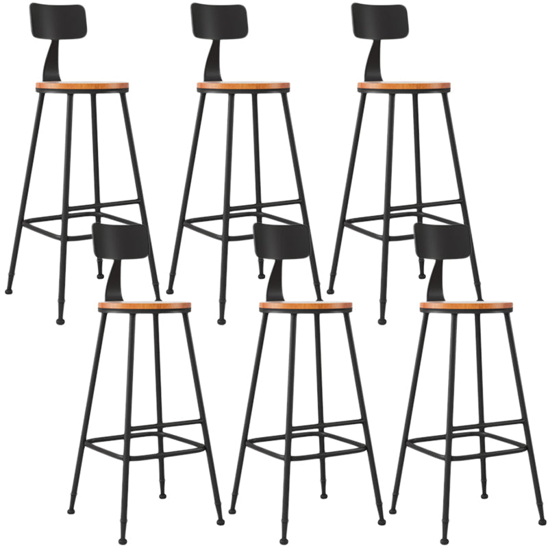 Industrial Armless Backrest Counter Stool Iron Dining Room Bar Stool with Seat and Pedal