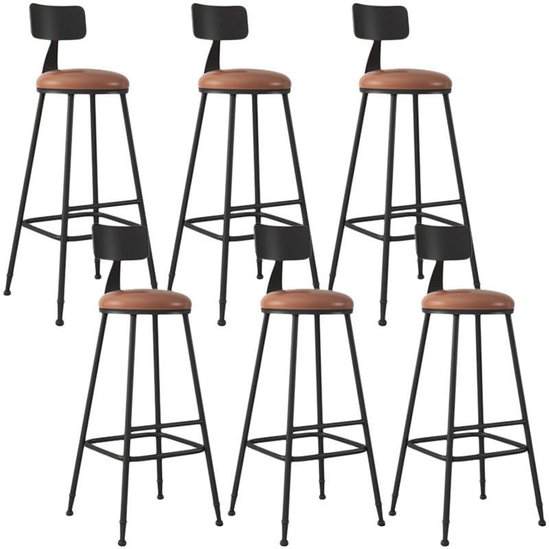 Industrial Armless Backrest Counter Stool Iron Dining Room Bar Stool with Seat and Pedal