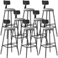 Industrial Armless Backrest Counter Stool Iron Dining Room Bar Stool with Seat and Pedal
