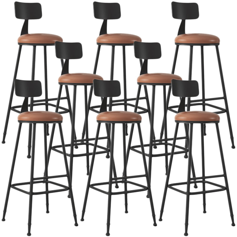 Industrial Armless Backrest Counter Stool Iron Dining Room Bar Stool with Seat and Pedal