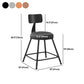 Industrial Armless Backrest Counter Stool Iron Dining Room Bar Stool with Seat and Pedal