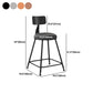 Industrial Armless Backrest Counter Stool Iron Dining Room Bar Stool with Seat and Pedal