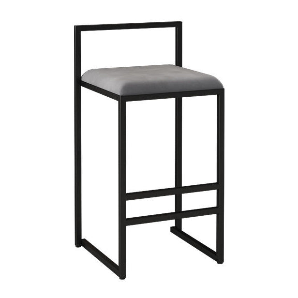 Modern Armless Backrest Counter Stool Iron Kitchen Bar Stool with  Cushion and Pedal