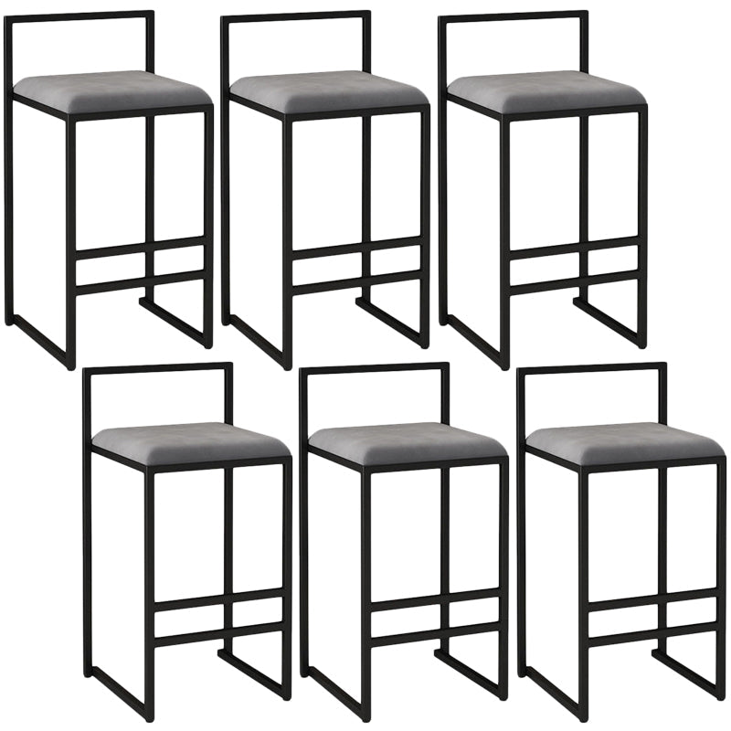 Modern Armless Backrest Counter Stool Iron Kitchen Bar Stool with  Cushion and Pedal