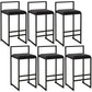 Modern Armless Backrest Counter Stool Iron Kitchen Bar Stool with  Cushion and Pedal