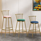 Nordic Armless Backrest Counter Stool Iron Cashier Bar Stool with Velvet Cushion and Pedal