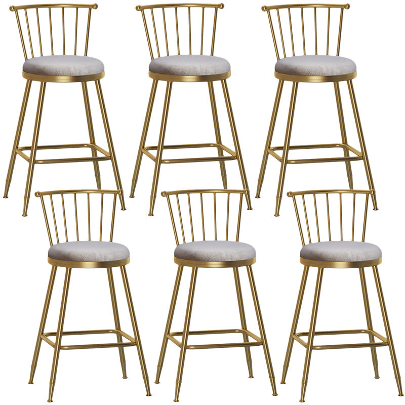 Nordic Armless Backrest Counter Stool Iron Cashier Bar Stool with Velvet Cushion and Pedal