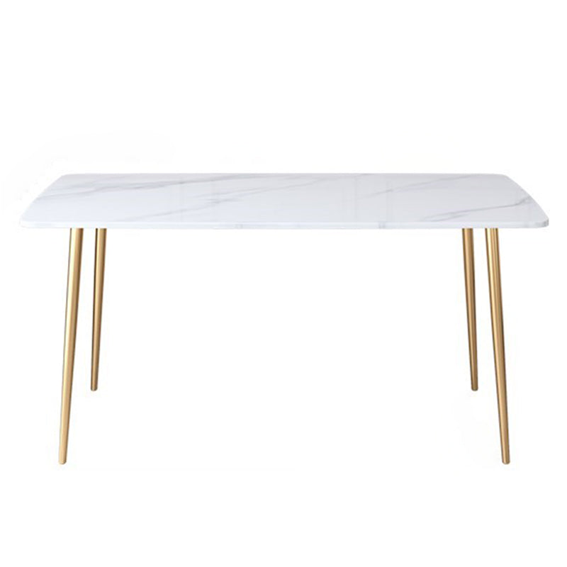 Set da tavolo da pranzo rettangolare glam 1/2/5 pezzi Dinette set con top in pietra sinterizzata bianca