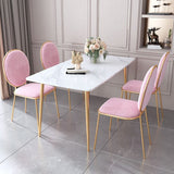 Set da tavolo da pranzo rettangolare glam 1/2/5 pezzi Dinette set con top in pietra sinterizzata bianca