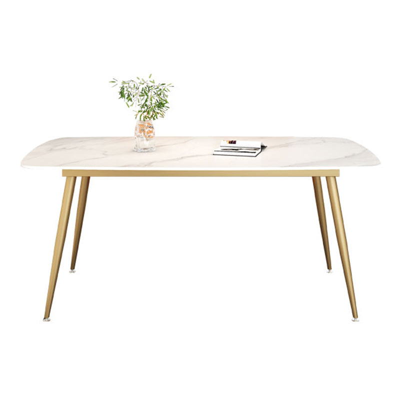 Set da tavolo da pranzo rettangolare glam 1/3/4/5 pezzi Dinette Set con top in pietra sinterizzata bianca