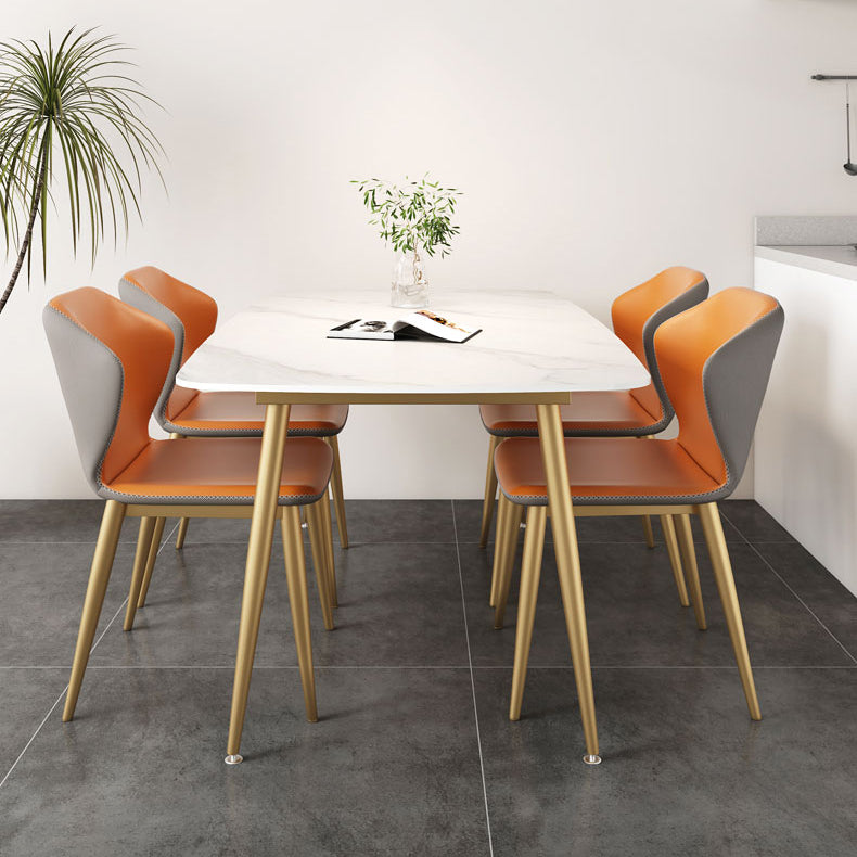 Set da tavolo da pranzo rettangolare glam 1/3/4/5 pezzi Dinette Set con top in pietra sinterizzata bianca