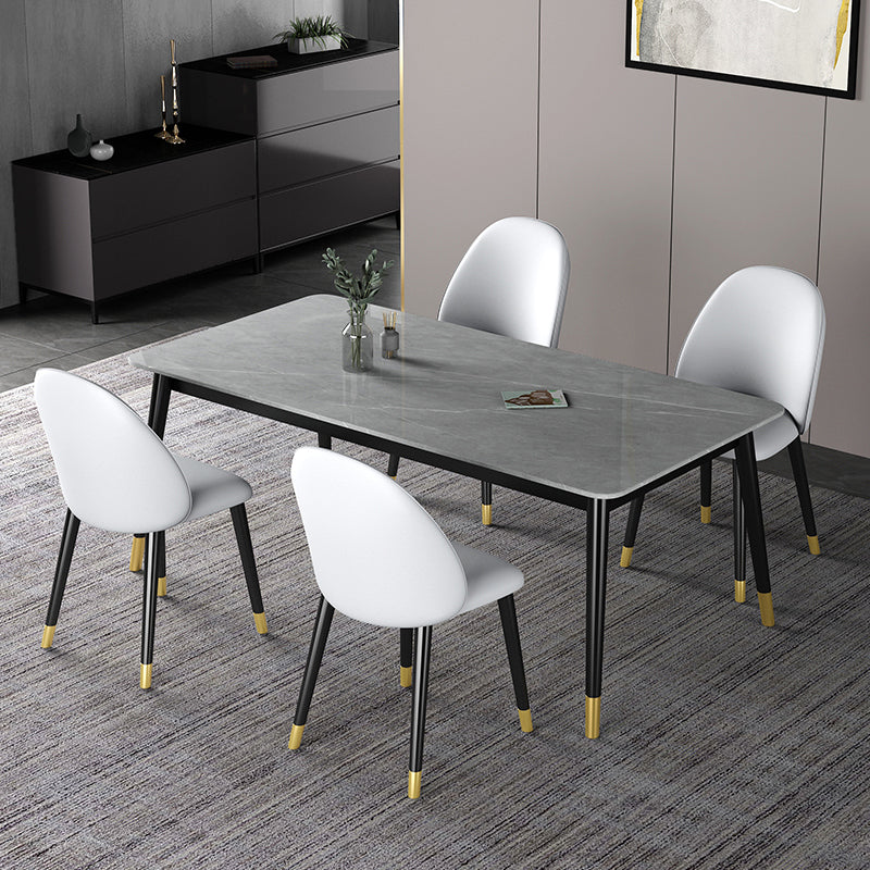 Set di tavoli da pranzo in ferro moderno 1/2/3/5/7 pezzi Dinette Set con top in pietra sinterizzata