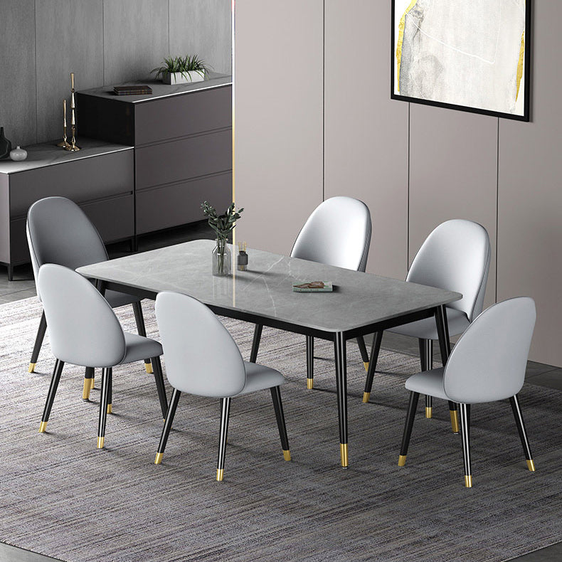 Set di tavoli da pranzo in ferro moderno 1/2/3/5/7 pezzi Dinette Set con top in pietra sinterizzata