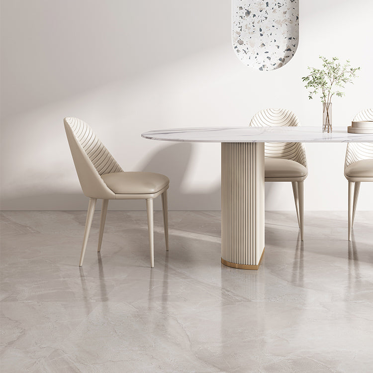 Modern Leatherwear Dining Table Set 1/4/5/7 Pieces Dinette Set with White Sintered Stone