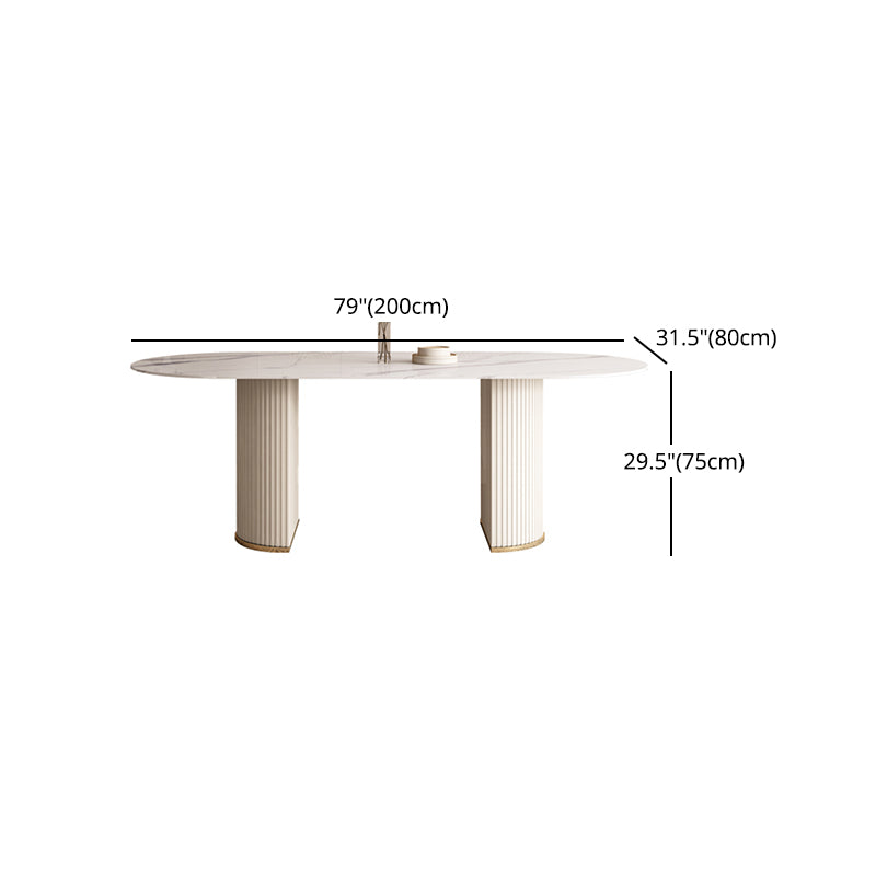 Modern Leatherwear Dining Table Set 1/4/5/7 Pieces Dinette Set with White Sintered Stone