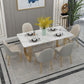 Glam Iron Dinette Set 1/2/5/7 Pieces Rectangle Dining Table Set with White Sintered Stone