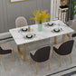 Glam Iron Dinette Set 1/2/5/7 Pieces Rectangle Dining Table Set with White Sintered Stone