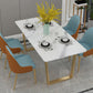 Glam Iron Dinette Set 1/2/5/7 Pieces Rectangle Dining Table Set with White Sintered Stone