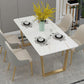 Glam Iron Dinette Set 1/2/5/7 Pieces Rectangle Dining Table Set with White Sintered Stone