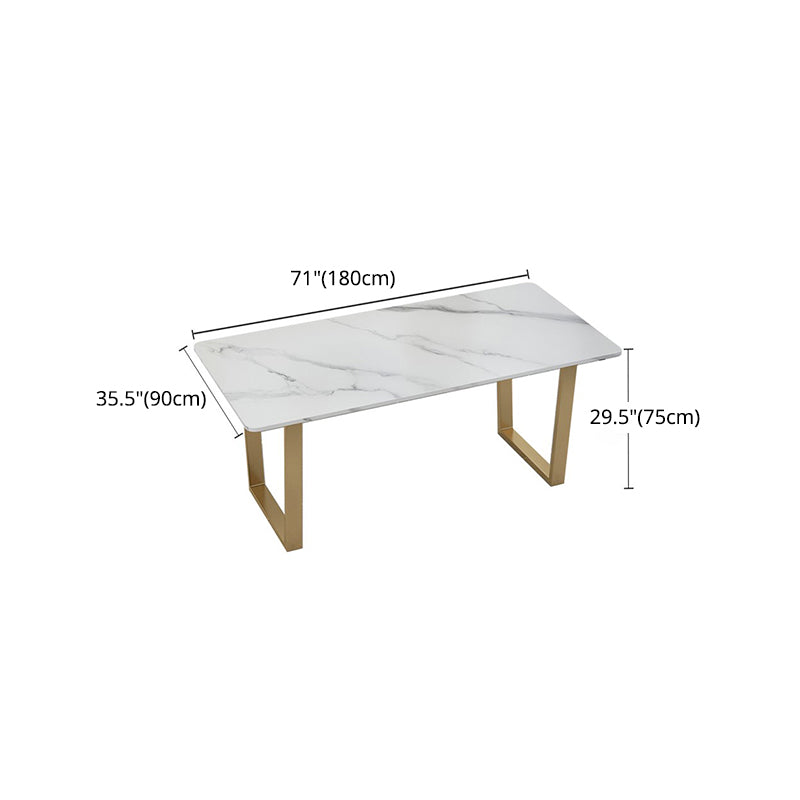 Glam Iron Dinette Set 1/2/5/7 Pieces Rectangle Dining Table Set with White Sintered Stone