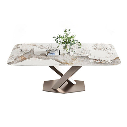 Nordic Sintered Stone Top Dining Set Rectangle 1/4/5/7 Pieces Dining Room Table Set