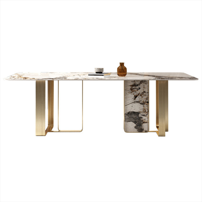 Luxury Sintered Stone Top Dining Set Rectangle 1/3/4/5/6 Pieces Dining Room Table Set Clearhalo 'Dining Room Sets' 'Dining Tables & Seating' 'dining_room_set' 'furn' 'furn_dining_room_set' 'Furniture' 'Kitchen & Dining Furniture' 5097558