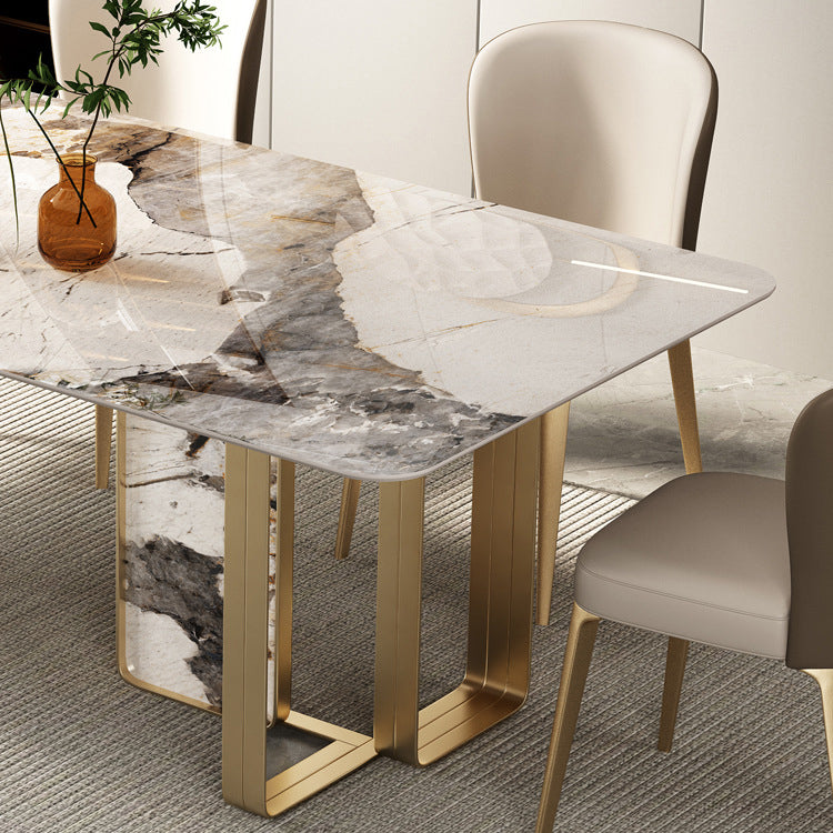 Luxury Sintered Stone Top Dining Set Rectangle 1/3/4/5/6 Pieces Dining Room Table Set Clearhalo 'Dining Room Sets' 'Dining Tables & Seating' 'dining_room_set' 'furn' 'furn_dining_room_set' 'Furniture' 'Kitchen & Dining Furniture' 5097560